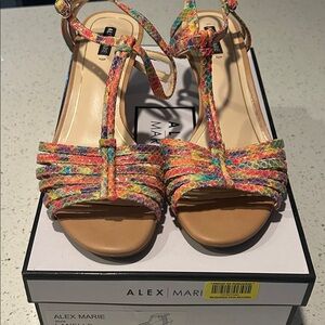 Alex Marie Multicolor Braided T-Strap Sandals